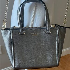 Kate Spade pewter crossbody Leather Tote Bag